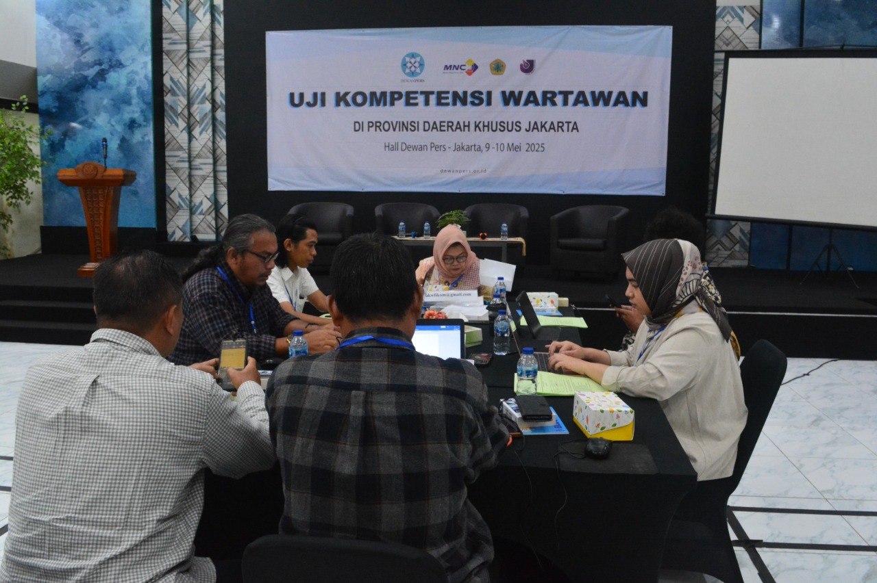 Sesi assessment Uji Kompetensi Wartawan di Hall Dewan Pers Jakarta tahun 2025